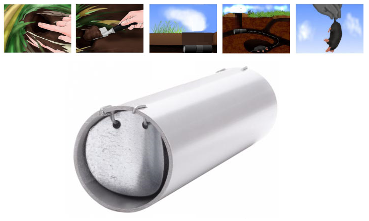 Živolovná trubková past na krtky a hlodavce.