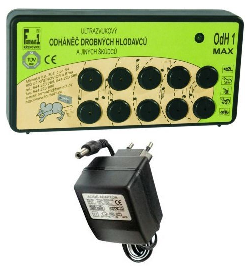 Profesionální ultrazvukový odpuzovač kun a myší ODH1-MAX - adaptér ZDARMA