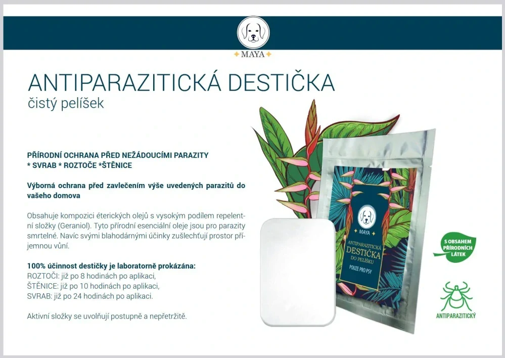 Antiparazitická destička pro psy do pelíšku