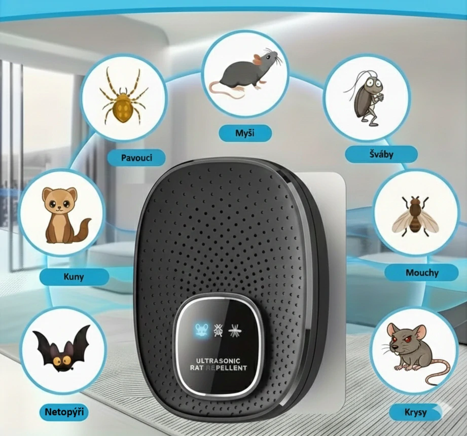 USB elektrický ultrazvukový odpuzovač kun, hlodavců a hmyzu