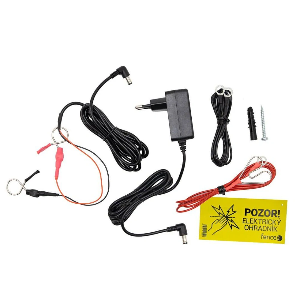 Sada elektrického ohradníku na plot proti kočkám a škůdcům, DUO zdroj, lanko 100m, izolátory 45 ks