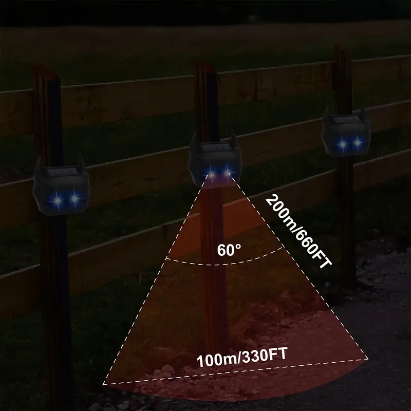 Sada 2 kusů vodotěsných solárních odpuzovačů zvěře s modrými LED záblesky