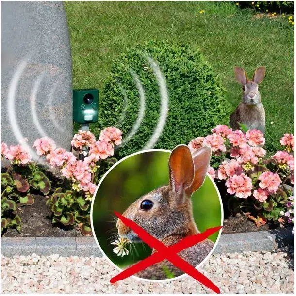 Vodotěsný solární ultrazvukový odpuzovač kun, koček, psů a zvěře